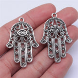 WYSIWYG 4pcs Charms Death Eye Hamsa Palm Fatima Hand 36x25mm Antique Making Pendant Fit Vintage DIY For Jewelry