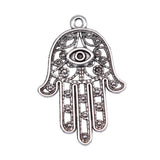 WYSIWYG 4pcs Charms Death Eye Hamsa Palm Fatima Hand 36x25mm Antique Making Pendant Fit Vintage DIY For Jewelry