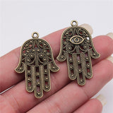 WYSIWYG 4pcs Charms Death Eye Hamsa Palm Fatima Hand 36x25mm Antique Making Pendant Fit Vintage DIY For Jewelry