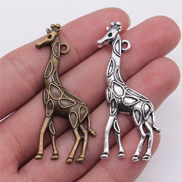 WYSIWYG 4pcs Charms Giraffe Deer 53x23mm Antique Making Pendant Fit Vintage Tibetan Silver Color DIY Handmade Jewelry
