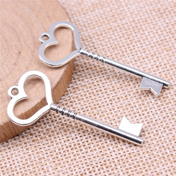 WYSIWYG 4pcs Charms Key Antique Silver Color Antique Bronze Color 46mm Metal Alloy Jewelry DIY Accessories