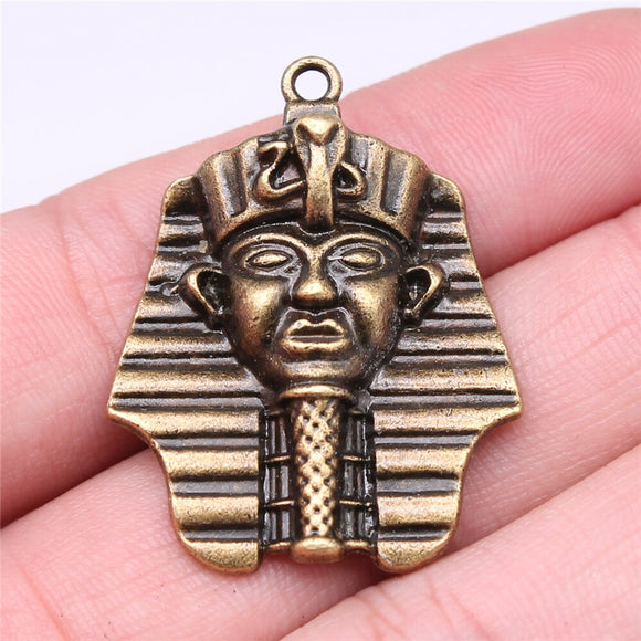WYSIWYG 4pcs Egyptian Pharaoh Charms Pendant DIY Metal Jewelry Making 2 Colors Antique Bronze Color 36x28mm