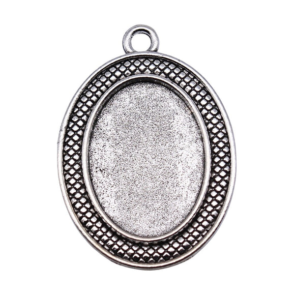 WYSIWYG 4pcs Fit 18x25mm Oval Simple Style Cameo Cabochon Pendant Base Setting For Jewelry Making DIY Necklace Making