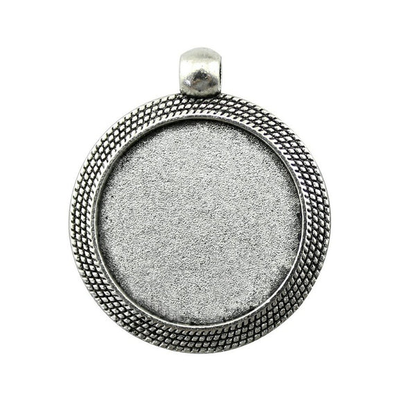 WYSIWYG 4pcs Fit 25mm Round Simple Side Perforation Style Cameo Cabochon Pendant Base Setting For Jewelry Making