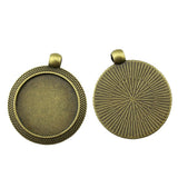 WYSIWYG 4pcs Fit 25mm Round Simple Side Perforation Style Cameo Cabochon Pendant Base Setting For Jewelry Making