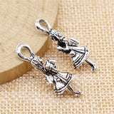 WYSIWYG 4pcs Girl Charms Pendant DIY Jewelry Findings Antique Silver Color Tone 11x32mm