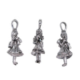 WYSIWYG 4pcs Girl Charms Pendant DIY Jewelry Findings Antique Silver Color Tone 11x32mm