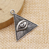WYSIWYG 4pcs Horus Eye Triangle Eye Pendant Charms DIY Jewelry Making Jewelry Finding Antique Silver Color 25x25mm EF3865