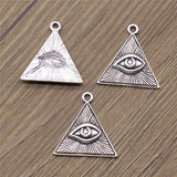 WYSIWYG 4pcs Horus Eye Triangle Eye Pendant Charms DIY Jewelry Making Jewelry Finding Antique Silver Color 25x25mm EF3865
