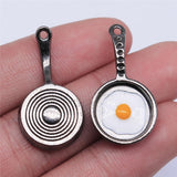 WYSIWYG 4pcs Pan Pendant Charms DIY Jewelry Making Jewelry Finding Enamel Gun Black &amp; Rhodium Color 31x17mm EF3810