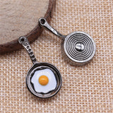 WYSIWYG 4pcs Pan Pendant Charms DIY Jewelry Making Jewelry Finding Enamel Gun Black &amp; Rhodium Color 31x17mm EF3810