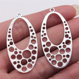 WYSIWYG 4pcs Perforated Earrings Diy Jewelry Findings Accessories Charms Antique Silver Color 23x47mm
