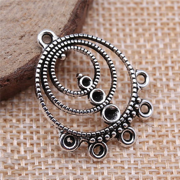 WYSIWYG 4pcs Porous Charms Earring Connector Antique Silver Color Alloy Diy Jewelry Making Accessories 23x29mm