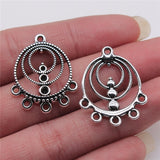 WYSIWYG 4pcs Porous Charms Earring Connector Antique Silver Color Alloy Diy Jewelry Making Accessories 23x29mm