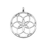 WYSIWYG 4pcs/lot Hollow Flower Of Life Charms Pendant Diy Metal Jewelry Making Antique Silver Color 30x35mm EF3949