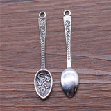 WYSIWYG 4pcs/lot Jewelry Making Diy Handmade Craft Charms Antique Silver Color 12x57mm Rich Spoon Pendant