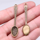 WYSIWYG 4pcs/lot Jewelry Making Diy Handmade Craft Charms Antique Silver Color 12x57mm Rich Spoon Pendant