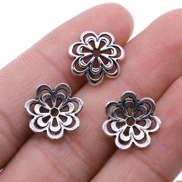 WYSIWYG 50pcs 14mm Flower Spacer Loose Metal End Bead Caps For Jewelry Making Bracelet Necklace DIY Finding Accessories h0146