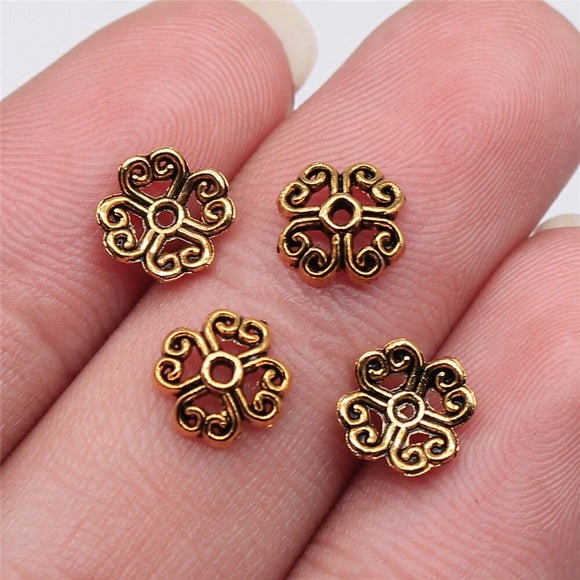 WYSIWYG 50pcs 8x3mm Antique Gold Color Bead Caps For Jewelry Making DIY Jewelry Findings EF3890