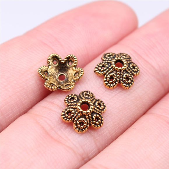 WYSIWYG 50pcs Charms 10x4mm Bead Caps For Jewelry Making DIY Jewelry Findings Antique Silver Color Alloy Charms Pendant