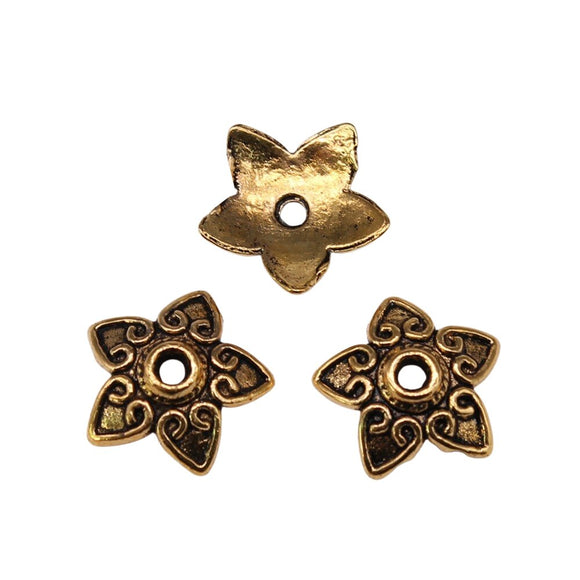 WYSIWYG 50pcs Charms 13x13x3mm Bead Caps For Jewelry Making DIY Jewelry Findings Antique Silver Color Alloy Charms Pendant