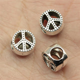 WYSIWYG 5pcs 10x10x7mm Peace Sign Beads For Jewelry Making Peace European Big Hole Beads Charms Peace Beads