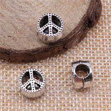 WYSIWYG 5pcs 10x10x7mm Peace Sign Beads For Jewelry Making Peace European Big Hole Beads Charms Peace Beads