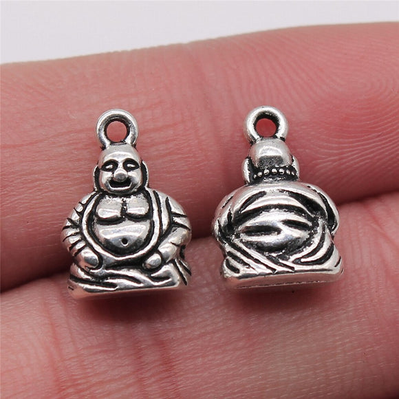 WYSIWYG 5pcs 10x15mm Jewelry Making DIY Handmade Craft Charms Antique Silver Color Maitreya Buddha Statue Pendant