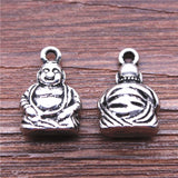 WYSIWYG 5pcs 10x15mm Jewelry Making DIY Handmade Craft Charms Antique Silver Color Maitreya Buddha Statue Pendant