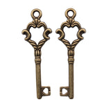 WYSIWYG 5pcs 12x35mm Jewelry Making DIY Handmade Craft Charms Antique Bronze Color Antique Silver Color Key Pendant