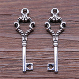 WYSIWYG 5pcs 12x35mm Jewelry Making DIY Handmade Craft Charms Antique Bronze Color Antique Silver Color Key Pendant