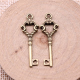 WYSIWYG 5pcs 12x35mm Jewelry Making DIY Handmade Craft Charms Antique Bronze Color Antique Silver Color Key Pendant