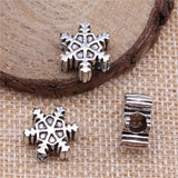 WYSIWYG 5pcs 14x14x6mm Christmas Snowflake Charm Beads For Jewelry Making Bracelet Big Hole Bead Charm Snowflake Spacer Beads