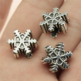 WYSIWYG 5pcs 14x14x6mm Christmas Snowflake Charm Beads For Jewelry Making Bracelet Big Hole Bead Charm Snowflake Spacer Beads