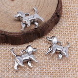 WYSIWYG 5pcs 15x14x5mm Dog Pendants Charm Antique Silver Color 3D Dog Charm Pendant 3D Cute Dog Pendant
