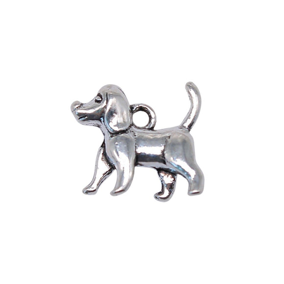 WYSIWYG 5pcs 15x14x5mm Dog Pendants Charm Antique Silver Color 3D Dog Charm Pendant 3D Cute Dog Pendant