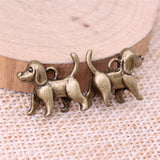 WYSIWYG 5pcs 15x14x5mm Dog Pendants Charm Antique Silver Color 3D Dog Charm Pendant 3D Cute Dog Pendant