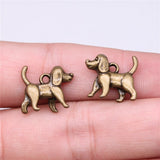 WYSIWYG 5pcs 15x14x5mm Dog Pendants Charm Antique Silver Color 3D Dog Charm Pendant 3D Cute Dog Pendant