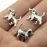 WYSIWYG 5pcs 15x14x5mm Dog Pendants Charm Antique Silver Color 3D Dog Charm Pendant 3D Cute Dog Pendant
