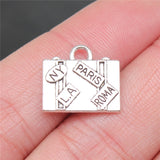 5pcs 15x16mm Charms Travel Bags New York Paris Roma LA Luggage Pendants Making DIY Handmade Jewelry EF3977