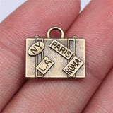 5pcs 15x16mm Charms Travel Bags New York Paris Roma LA Luggage Pendants Making DIY Handmade Jewelry EF3977