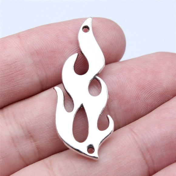 WYSIWYG 5pcs 15x38mm Antique Silver Color Flame Connector Pendant For DIY Jewelry Making Handmade Jewelry Craft Findings