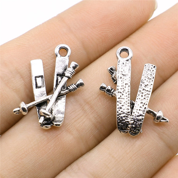 WYSIWYG 5pcs 16x23mm Antique Silver Color Tone Ski Sled Charms Pendant For Jewelry Making DIY Jewelry Findings