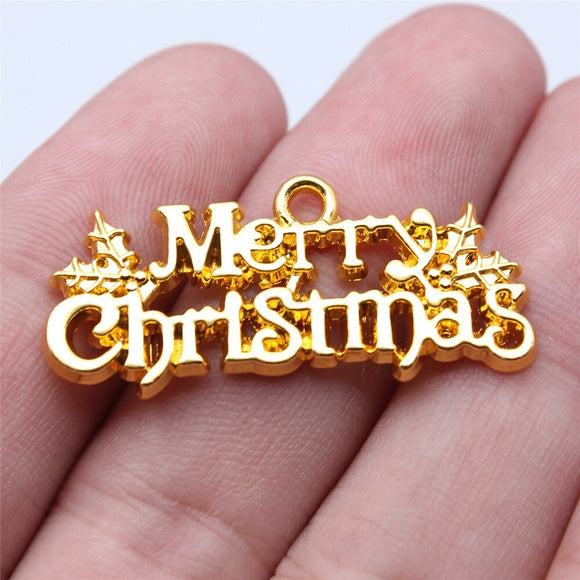 5pcs 16x36mm 3 Colors Merry Christmas Charms Pendant For DIY Jewelry Making Handmade Jewelry Craft Findings ef4303