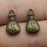WYSIWYG 5pcs 17x10mm 3 Colors Antique Gold Color Antique Silver Color Antique Bronze Color Lucky Money Bag Charms