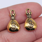WYSIWYG 5pcs 17x10mm 3 Colors Antique Gold Color Antique Silver Color Antique Bronze Color Lucky Money Bag Charms