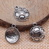 WYSIWYG 5pcs 17x14mm Antique Silver Color Charms Soccer Ball For Jewelry Making Soccer Ball Charm Football Charms