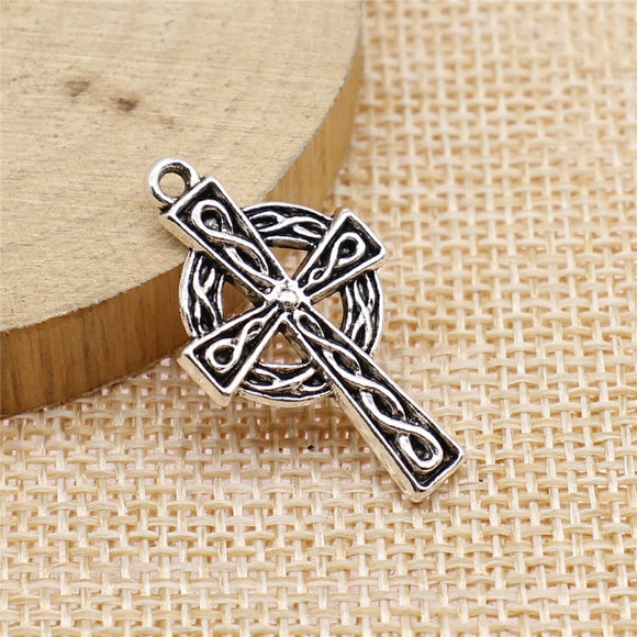 5pcs 17x30mm Cross Charms Pendant DIY Metal Jewelry Making Antique Silver Color h0859