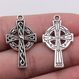 5pcs 17x30mm Cross Charms Pendant DIY Metal Jewelry Making Antique Silver Color h0859