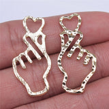 WYSIWYG 5pcs 17x34mm Love Heart Gesture Charms Electrophoresis KC Gold Color Plated For Jewelry Making Charms Jewelry Findings